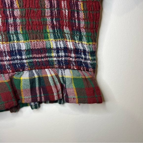 AMERICAN EAGLE Red Smocked Puff Sleeve Cropped Top - Picture 7 of 10